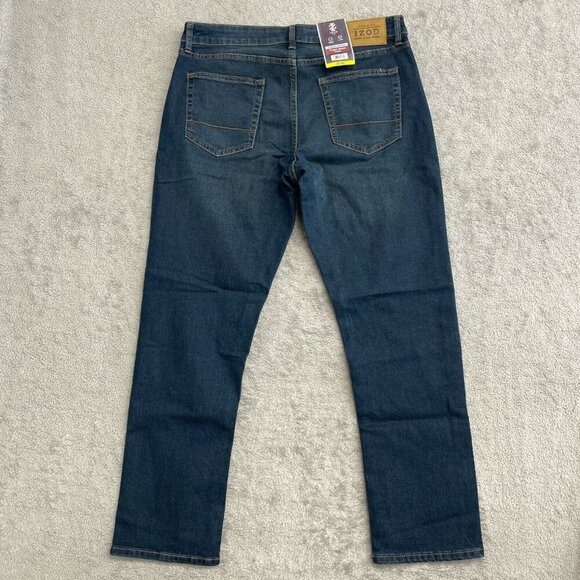 NEW Izod Men's 32x30 Straight Fit Jeans Dark Blue Comfort Stretch Denim - Picture 4 of 8